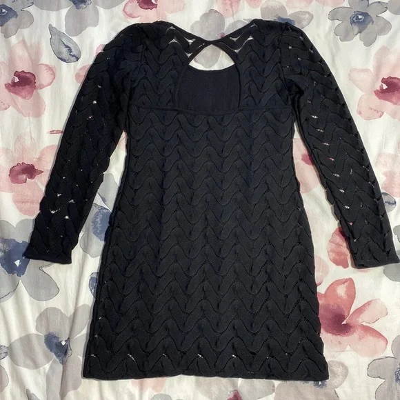 Free People Black Lace Crochet Wild Thing Mini Dress - Picture 5 of 8